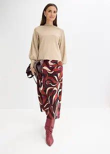 Midi sukně se splývavého saténu, bonprix