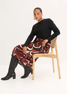 Midi sukně se splývavého saténu, bonprix