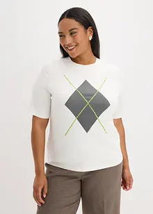 Triko s polodlouhým rukávem, flitry a potiskem, bonprix