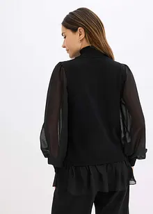 Svetr z jemné pleteniny s halenkovou vsadkou, bonprix