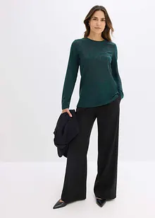 Triko s dlouhým rukávem a potiskem růží, bonprix