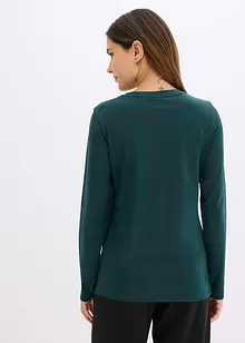 Triko s dlouhým rukávem a potiskem růží, bonprix