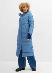 Dlouhý prošívaný kabát s kapucí, bonprix