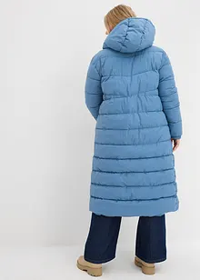 Dlouhý prošívaný kabát s kapucí, bonprix