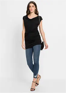 Dlouhé triko s nařasením, bonprix