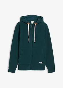 Flísová propínací mikina s kapucí a nakládanými kapsami, bonprix