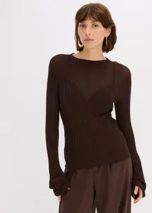 Polotransparentní pletené tričko, bonprix