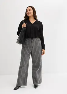 Džíny Wide Leg, High Waist, s poničenými efekty, bonprix