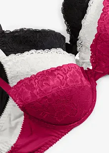 Push-up podprsenka s jemnou krajkou (3 ks v balení), bonprix