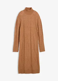 Pletené šaty s copánkovým vzorem, bonprix