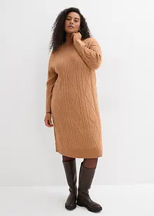 Pletené šaty s copánkovým vzorem, bonprix