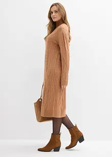 Pletené šaty s copánkovým vzorem, bonprix