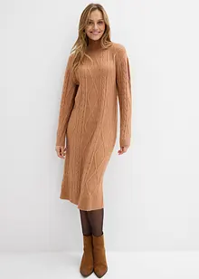 Pletené šaty s copánkovým vzorem, bonprix