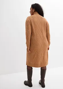 Pletené šaty s copánkovým vzorem, bonprix