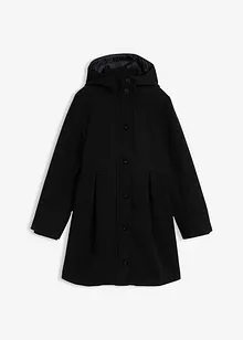 Kabát s kapucí, záhyby v pase a střihem do A, bonprix