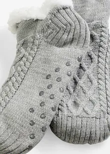 Ponožky na doma s copánkovým vzorem, plyšovou podšívkou a protiskluzovou spodní stranou, bonprix