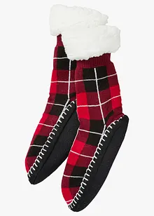 Ponožky na doma s našitou podrážkou a medvídkovou podšívkou, bonprix