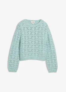 Svetr z hrubé pleteniny s dírkovanou výšivkou, bonprix