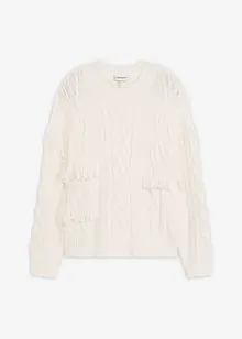 Oversize svetr s třásněmi, bonprix