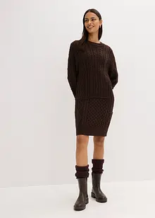 Pletené šaty s copánkovým vzorem, bonprix