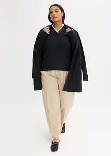 Žebrovaný svetr z jemné pleteniny s viskózou, vzhled 2 v 1, bonprix