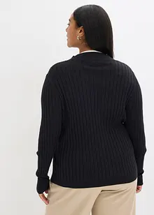 Žebrovaný svetr z jemné pleteniny s viskózou, vzhled 2 v 1, bonprix