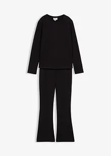 Triko s dlouhým rukávem a žerzejové žebrované kalhoty (2dílná souprava), bonprix