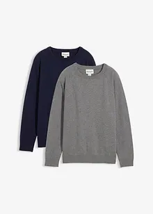 Svetr z jemné pleteniny z čisté bavlny (2 ks v balení), bonprix