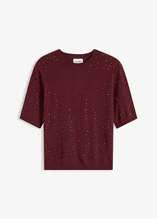 Svetr z jemné pleteniny, se třpytivými kamínky, poloviční rukáv, bonprix