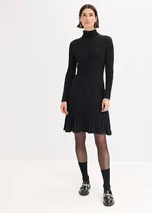 Pletené šaty s rolákovým límcem, bonprix
