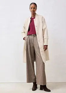 Vlněný kabát s pletenou aplikací, bonprix