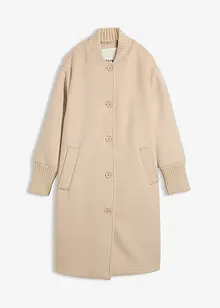 Vlněný kabát s pletenou aplikací, bonprix