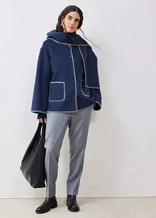 Vlněný kabátek s ozdobnou výšivkou (2dílná souprava se šálou), bonprix