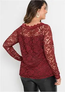 Krajkové tričko s dlouhým rukávem, bonprix