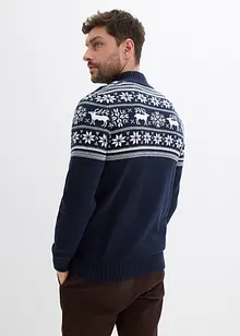 Příjemný svetr na zapínání s norským vzorem, z čisté bavlny, bonprix