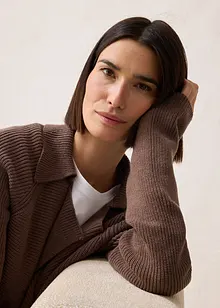 Svetr na zapínání s podílem vlny, bonprix