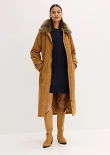Zateplený trenčkot s odnímatelným límcem z umělé kožešiny, bonprix