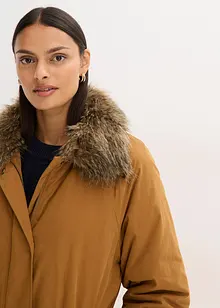 Zateplený trenčkot s odnímatelným límcem z umělé kožešiny, bonprix