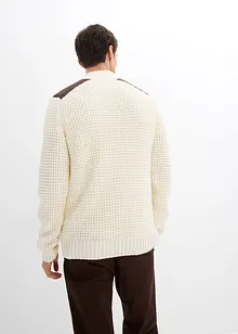 Svetr s límečkem, z hrubé pleteniny, s tkanými aplikacemi, bonprix