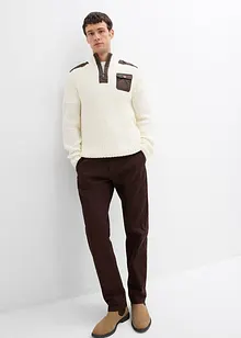 Svetr s límečkem, z hrubé pleteniny, s tkanými aplikacemi, bonprix