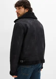 Bunda z umělé kůže s medvídkovou podšívkou, bonprix