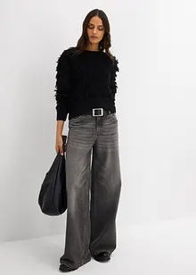 Svetr ze silnější pleteniny, s třásněmi, bonprix