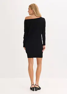 Pletené šaty s odhaleným ramenem, bonprix