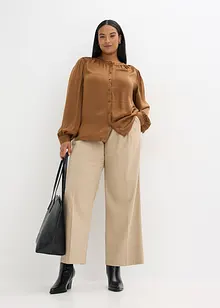 Saténová halenka s krajkovými prýmky, bonprix