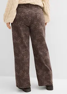Keprové kalhoty Wide Leg, s leopardím potiskem, bonprix