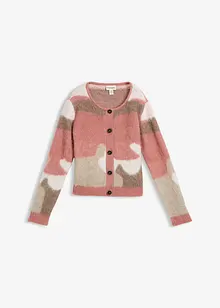 Vzorovaný pletený kabátek s knoflíkovou lištou, bonprix