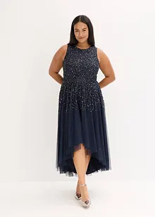 Šaty s prodlouženým zadním lemem a pajetkovou výšivkou, bonprix