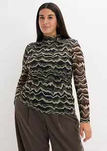 Tričko s dlouhým rukávem z jemné síťoviny, bonprix