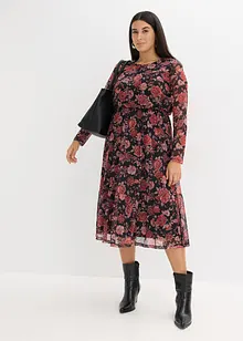 Midi šaty z měkké síťoviny, bonprix