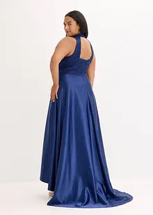 Dlouhé šaty z lesklého saténu, s krajkou, bonprix